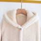 Minimalist Style Solid Color Hooded Robe - image 4