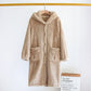 Minimalist Style Solid Color Hooded Robe - Brown - L - image 8