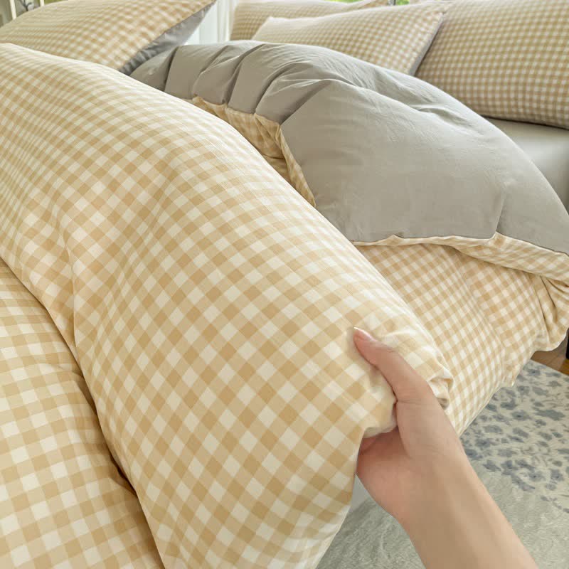 Pastel Gingham Pure Cotton Bedding Set - image 7