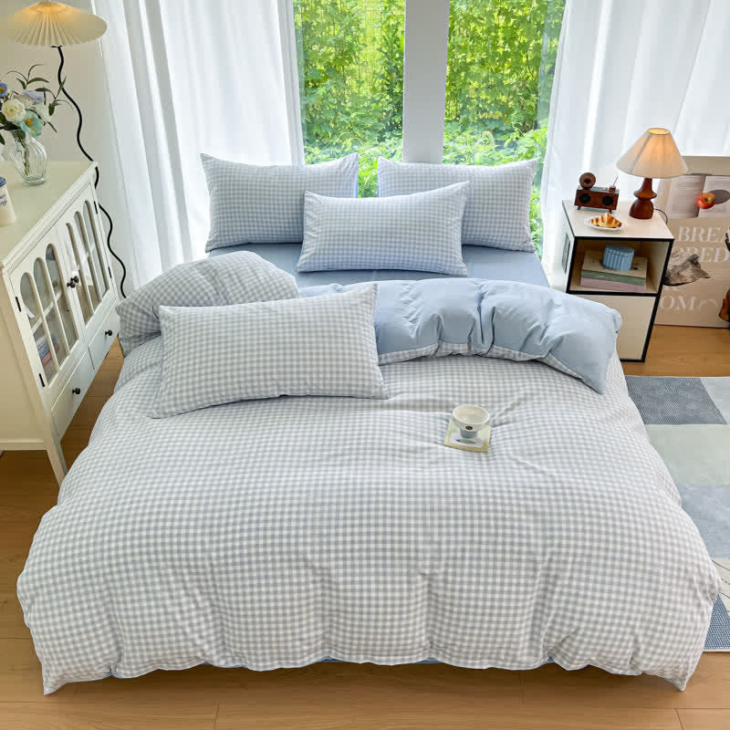 Pastel Gingham Pure Cotton Bedding Set - image 9