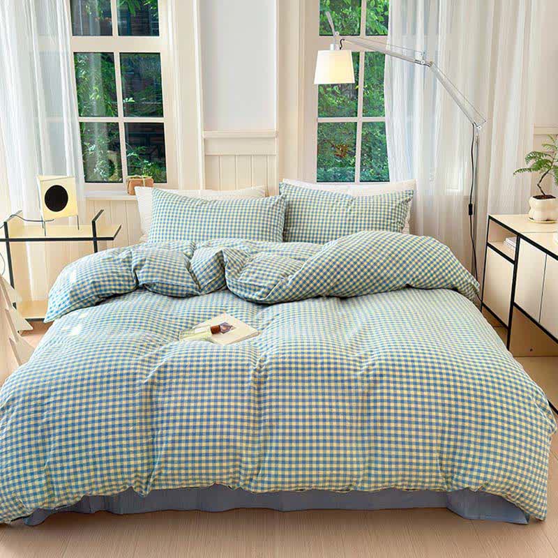 Small Check Gingham Cotton Bedding Set - image 4