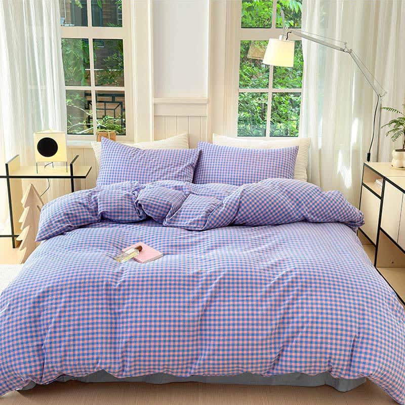 Small Check Gingham Cotton Bedding Set - image 6