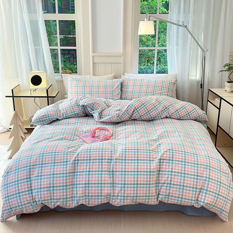 Small Check Gingham Cotton Bedding Set - image 10