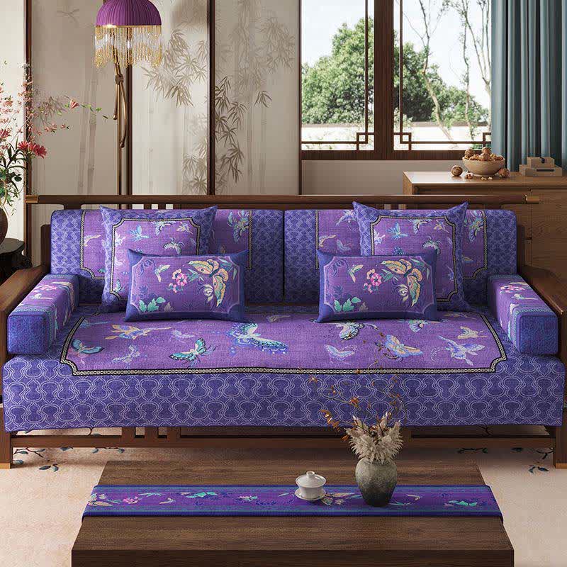 Vintage Oriental Purple Butterfly Sofa Protector - image 1