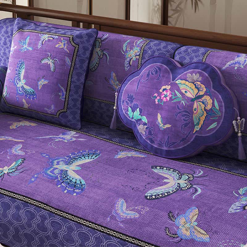 Vintage Oriental Purple Butterfly Sofa Protector - image 3