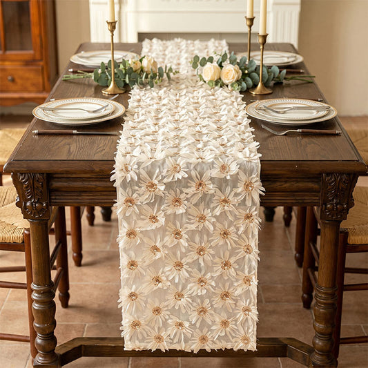 French Country Floral Tassel Tablecloth - 14" x 138" - image 0