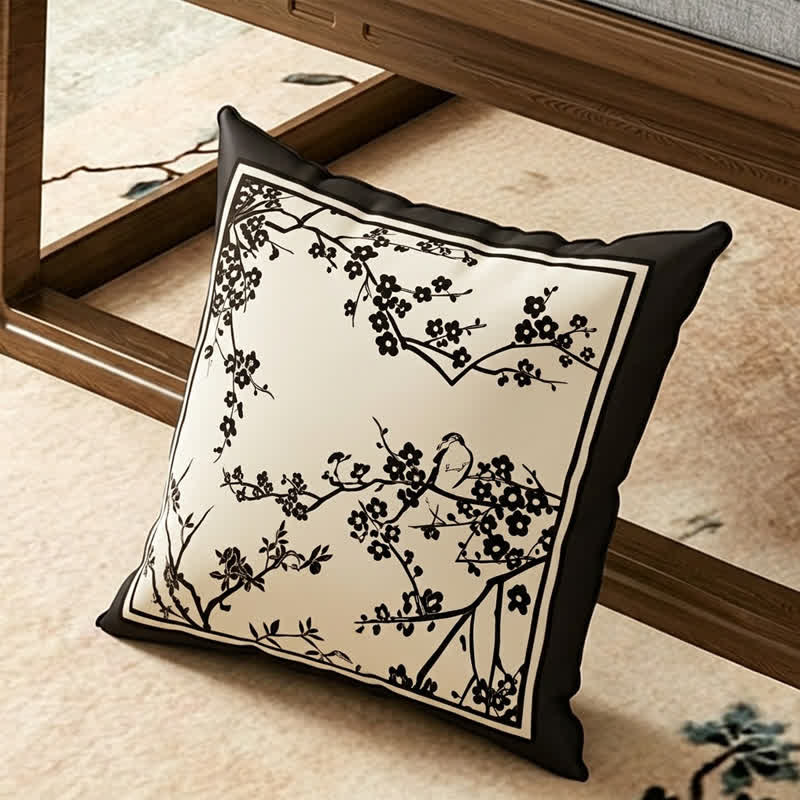 Vintage Plum Blossom Sofa Slipcover - Throw Pillow - 17" x 17" - image 2
