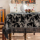 Vintage Bamboo Jacquard Tassel Tablecloth - 112" - Round - Black - image 3