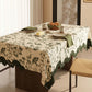 Vintage Green Floral Cotton Linen Tablecloth - image 1