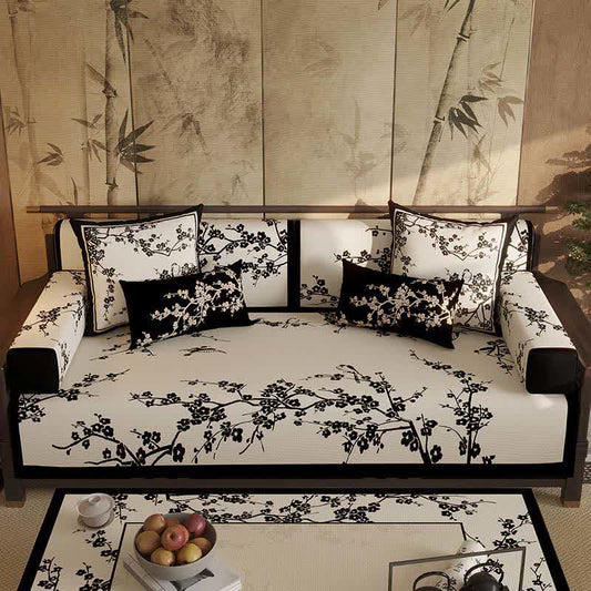 Vintage Plum Blossom Sofa Slipcover - Sofa Protector - 43" x 110" - image 0