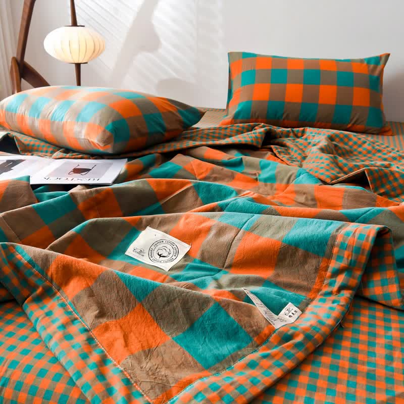 Yarn-dyed Plaid Pure Cotton Vintage Bedding - image 6