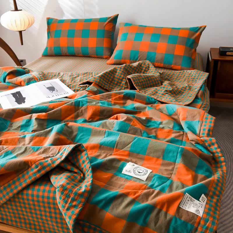 Yarn-dyed Plaid Pure Cotton Vintage Bedding - image 7