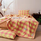 Yarn-dyed Plaid Pure Cotton Vintage Bedding - Yellow & Coral Pink - Bedding Set - King - image 1