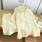 Gingham Cotton Gauze Pajamas with Colorful Buttons - Yellow - XL - image 15