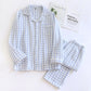 Matching Couples Plaid Cotton Gauze Pajamas - Blue - XL (Men) - image 6