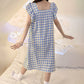 Blue Gingham Sleeveless Lounge Dress - image 7