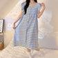 Blue Gingham Sleeveless Lounge Dress - image 1