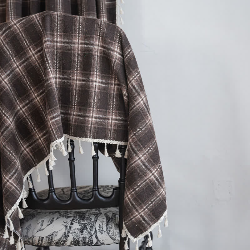 Vintage Style Plaid Tassel Curtain - image 11