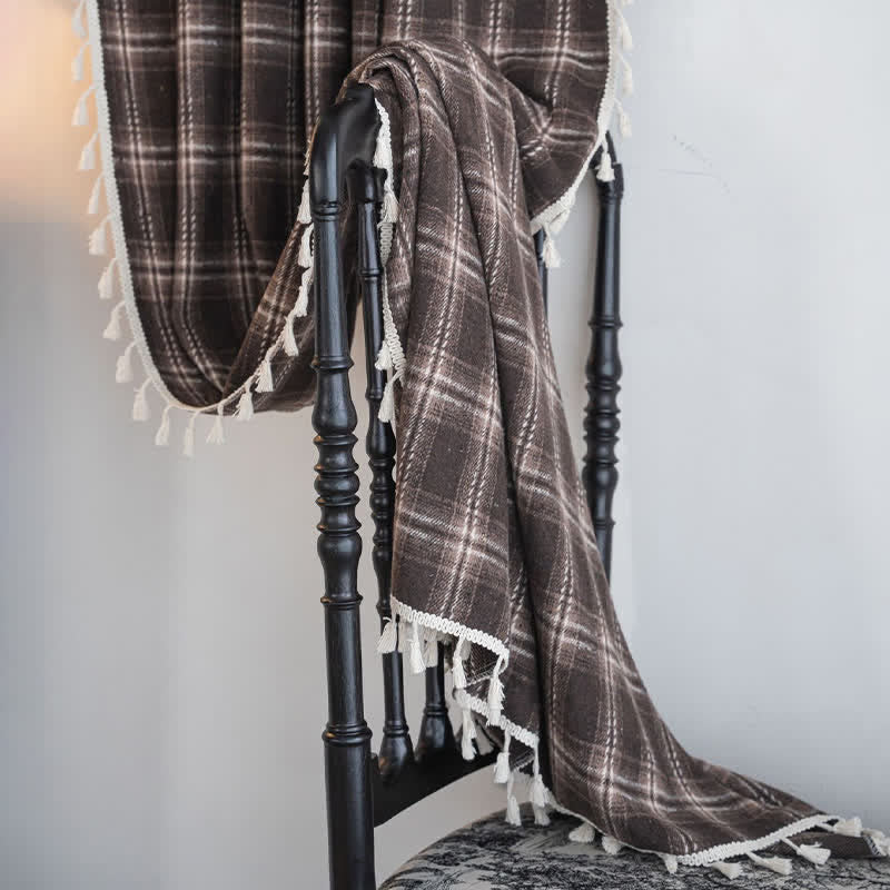 Vintage Style Plaid Tassel Curtain - image 10