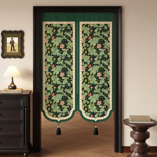 Vintage Floral Door Curtain With Tassels - 39"W x 55"L - image 0
