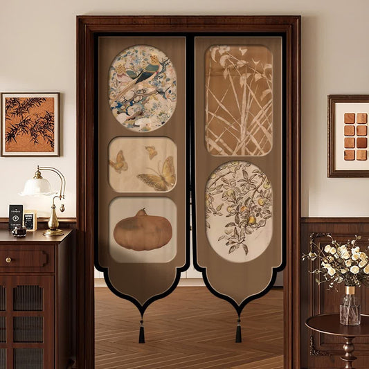 Vintage Oriental Room Divider Door Curtain - Split-center - 39"W x 59"L - image 0