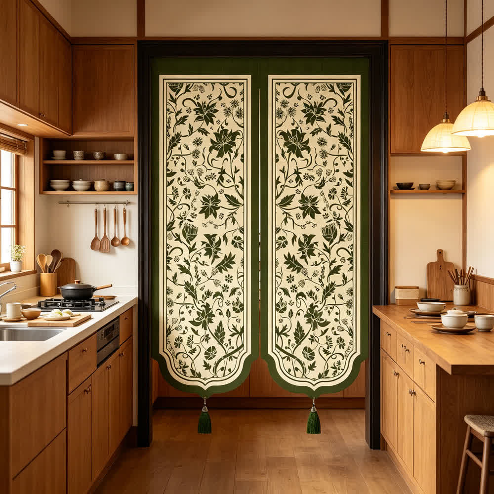 Vintage Floral Room Divider Door Curtain - image 1
