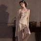 Elegant Silky Lace Trim Loungewear Set(3PCS) - image 11