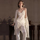 Elegant Silky Lace Trim Loungewear Set(3PCS) - image 8