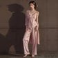 Elegant Silky Lace Trim Loungewear Set(3PCS) - image 1