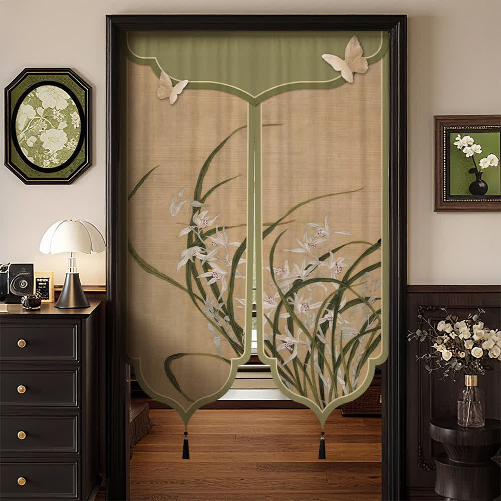 Ownkoti Oriental Orchid Aesthetic Door Curtain - Split-center - 39"W x 59"L - image 0