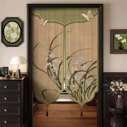 Ownkoti Oriental Orchid Aesthetic Door Curtain - Split-center - 39"W x 59"L - image 0