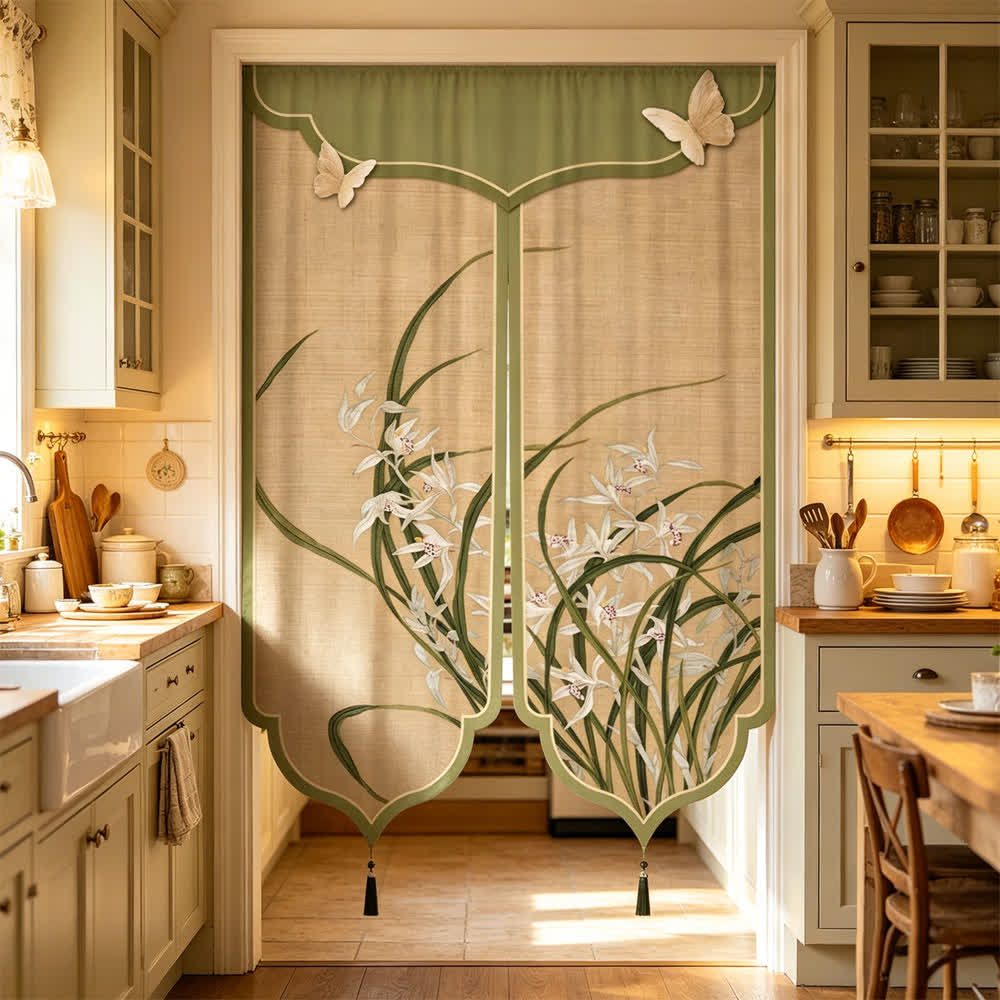 Ownkoti Oriental Orchid Aesthetic Door Curtain - image 1