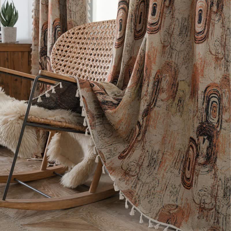 Tree Ring Jacquard Curtain with Tassel - image 2