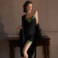 Solid V-Neck Lace Trim Cami Pajama Set(3PCS) - image 2