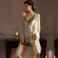 Solid V-Neck Lace Trim Cami Pajama Set(3PCS) - image 6