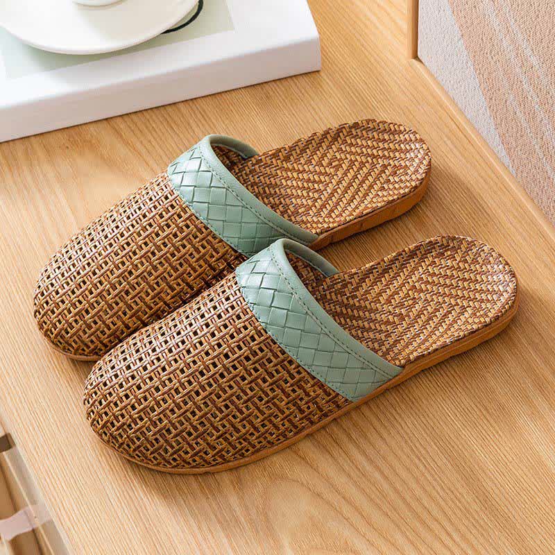 Ownkoti Natural Rattan Anti-Slip Indoor Slippers  - Green - L - image 11