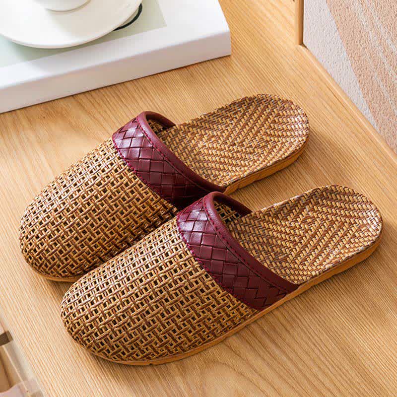 Ownkoti Natural Rattan Anti-Slip Indoor Slippers  - Purple - L - image 9