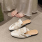 Elegant Floral Embroidery Pointed-Toe Mules - Beige - 2XL - image 5