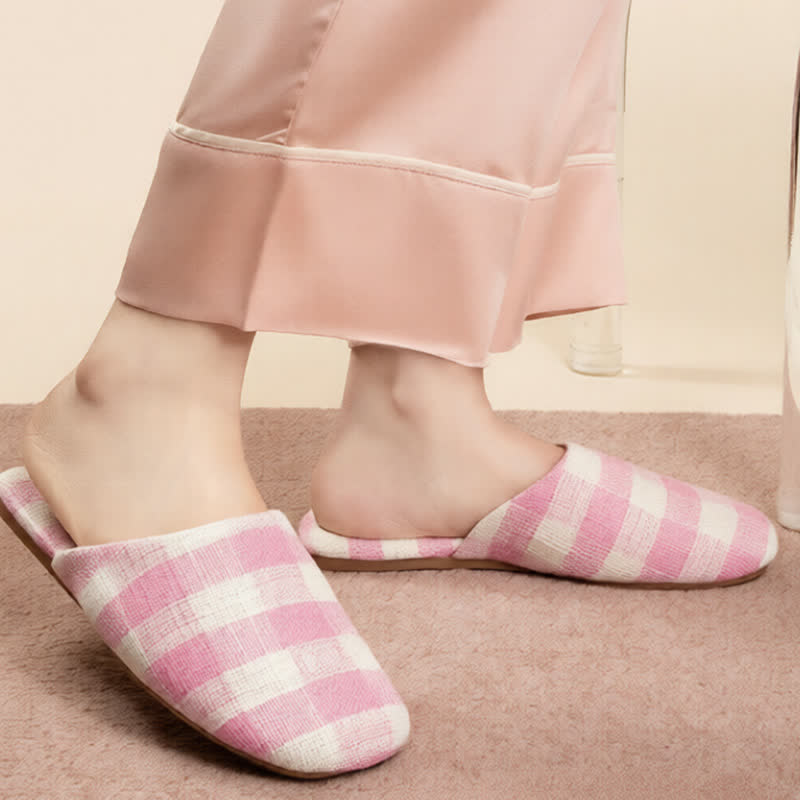 Chic Plaid Cotton-Linen Anti-Slip Slippers - image 2