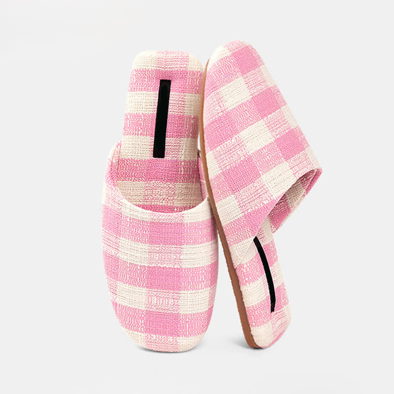 Chic Plaid Cotton-Linen Anti-Slip Slippers - image 9