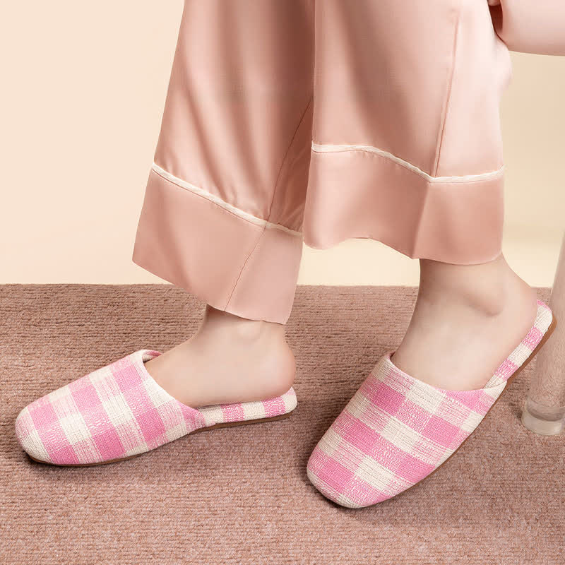 Chic Plaid Cotton-Linen Anti-Slip Slippers - image 4