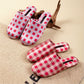 Breathable Satin-Touch Plaid House Shoes - image 0