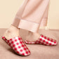 Breathable Satin-Touch Plaid House Shoes - image 2