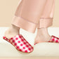 Breathable Satin-Touch Plaid House Shoes - image 3