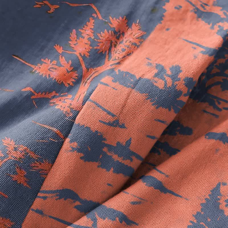 Unisex Mountain & Tree Cotton Gauze Kimono Robe - image 5