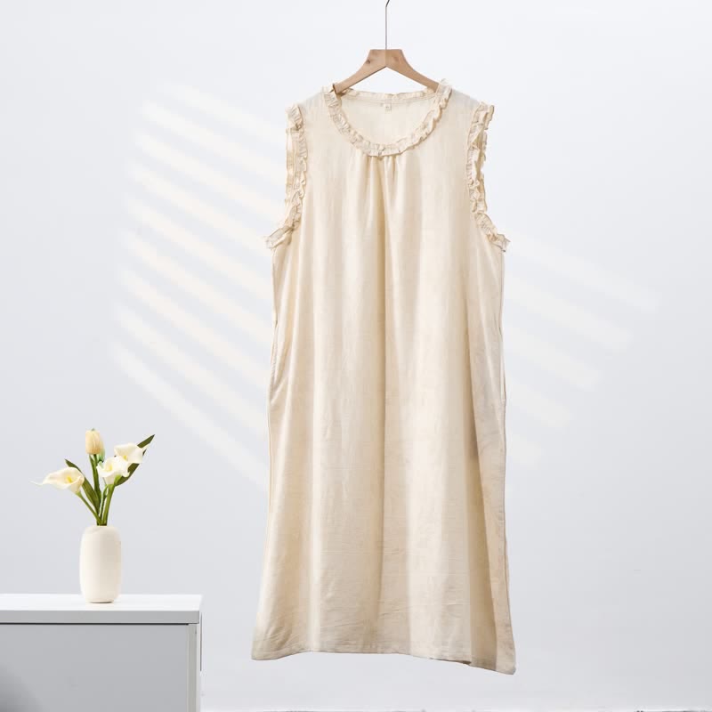 Minimalist Style Pure Cotton Sleeveless Nightgown - image 1
