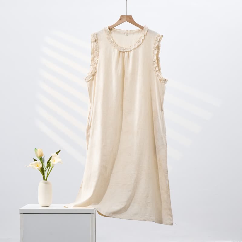 Minimalist Style Pure Cotton Sleeveless Nightgown - image 2