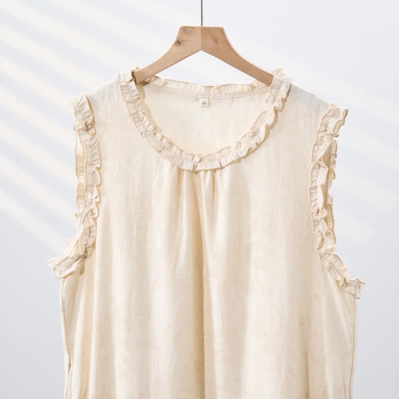 Minimalist Style Pure Cotton Sleeveless Nightgown - image 4
