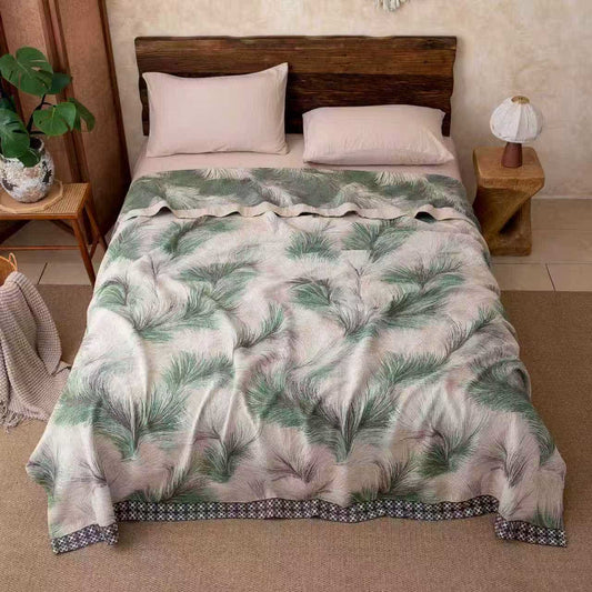 Rustic Botanical Cotton Gauze Blanket - 86"W x 94"L - image 0