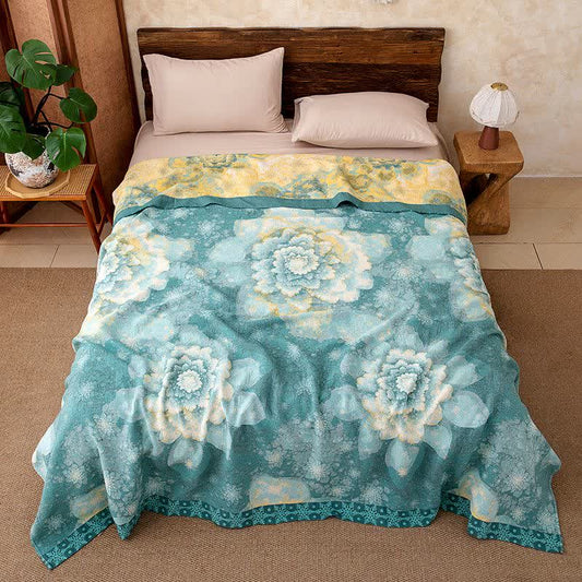 Rustic Blooming Floral Cotton Gauze Blanket - 86"W x 94"L - image 0